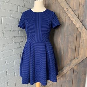 Aqua striped fit and flare dress